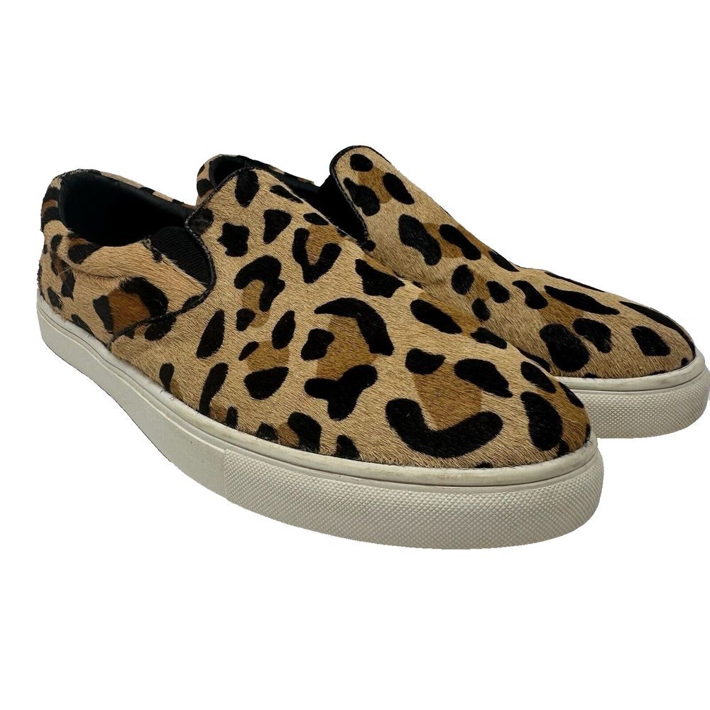 Steve Madden Shoes Womens 9M Tan Ecentrcl Animal Print Cow Hair Slip On Sneakers